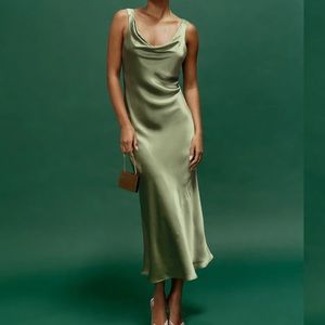 Reformation Bryn Silk Dress in artichoke